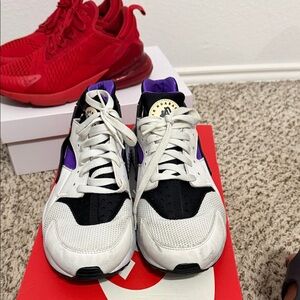 Nike Air Huarache Inspired White Black Purple Sneakers